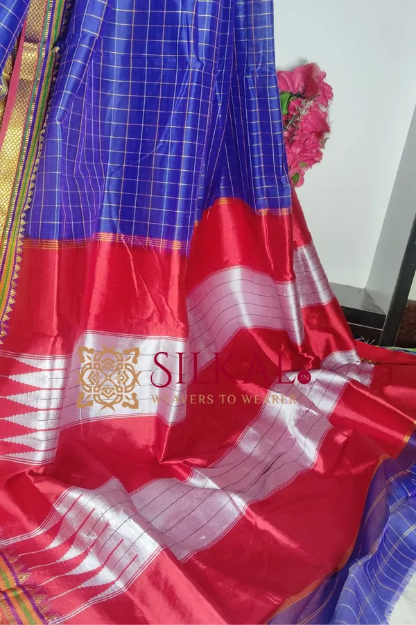 Ilkal_Checked_The_Mercerized_Silk_Saree_Saree_Code-_SKL1800