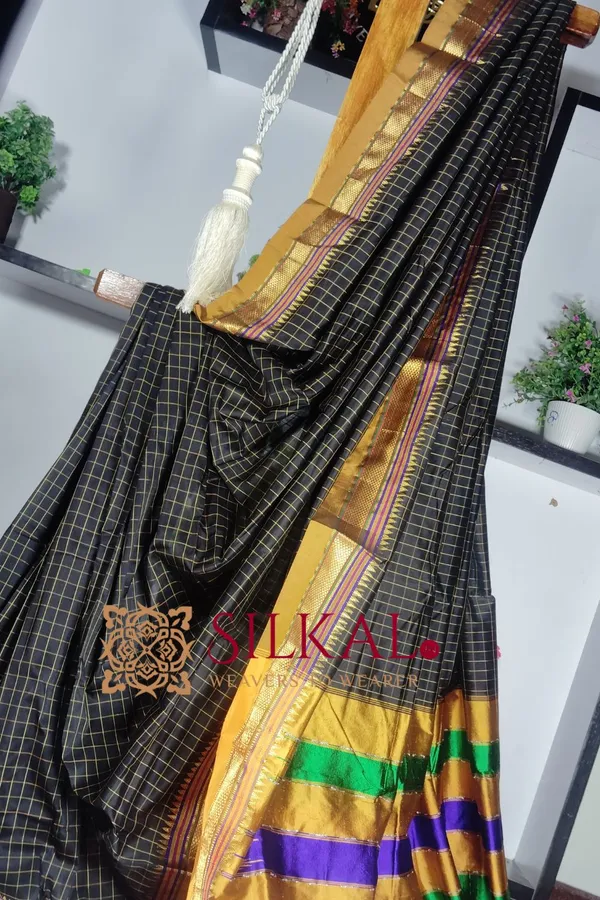 Ilkal_Checked_The_Mercerized_Silk_Saree_Saree_Code-_SKL1796