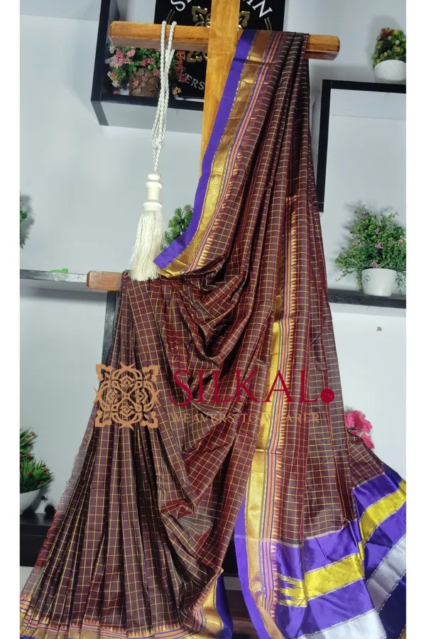 Ilkal_Checked_The_Mercerized_Silk_Saree_Code-_SKL1797