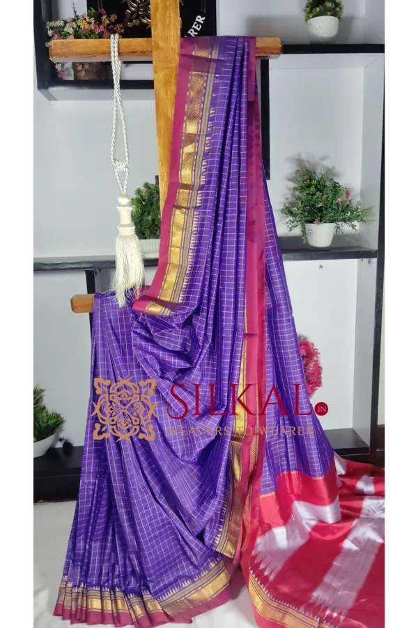 Ilkal_Checked_The_Mercerized_Silk_Saree_Code-_SKL1799