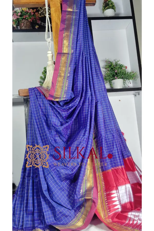 Ilkal_Checked_The_Mercerized_Silk_Saree_Saree_Code-_SKL1800