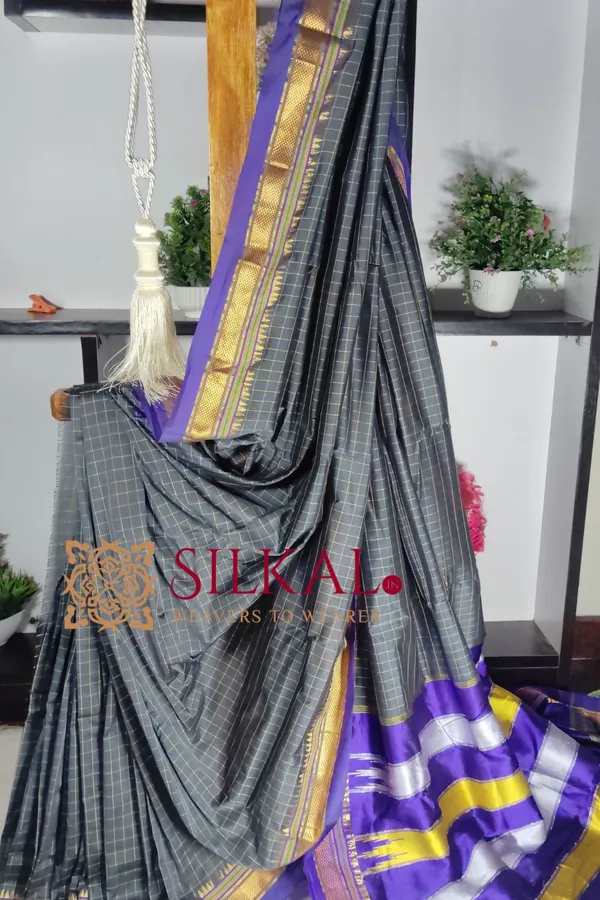 Ilkal_Checked_The_Mercerized_Silk_Saree_Saree_Code-_SKL1795