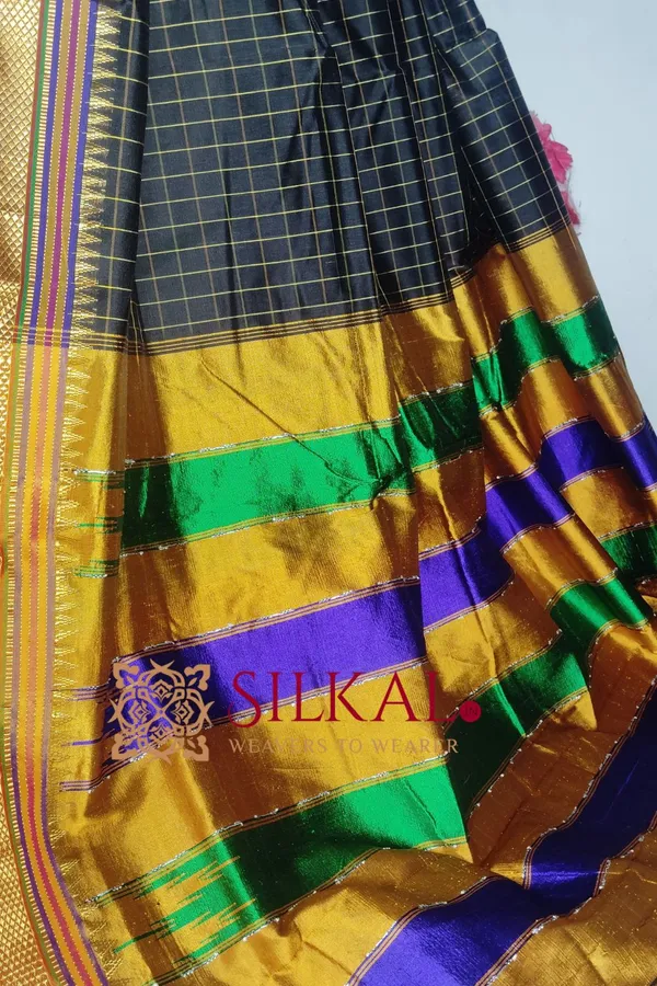 Ilkal_Checked_The_Mercerized_Silk_Saree_Saree_Code-_SKL1796