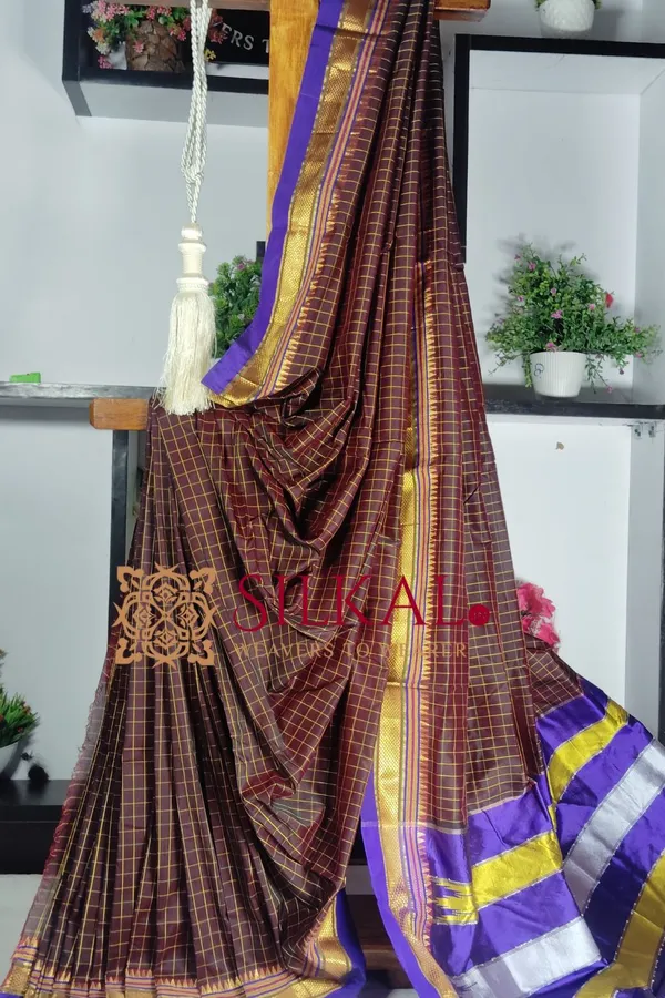 Ilkal_Checked_The_Mercerized_Silk_Saree_Code-_SKL1797