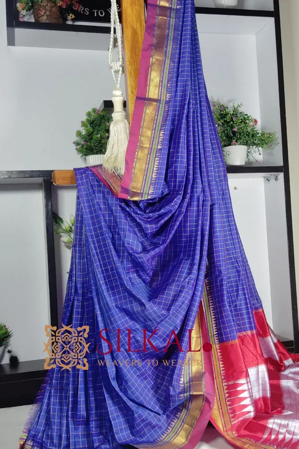 Ilkal_Checked_The_Mercerized_Silk_Saree_Saree_Code-_SKL1800