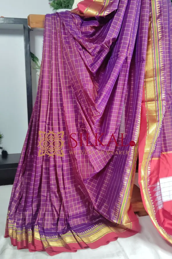 Ilkal_Checked_The_Mercerized_Silk_Saree_Saree_Code-_SKL1801