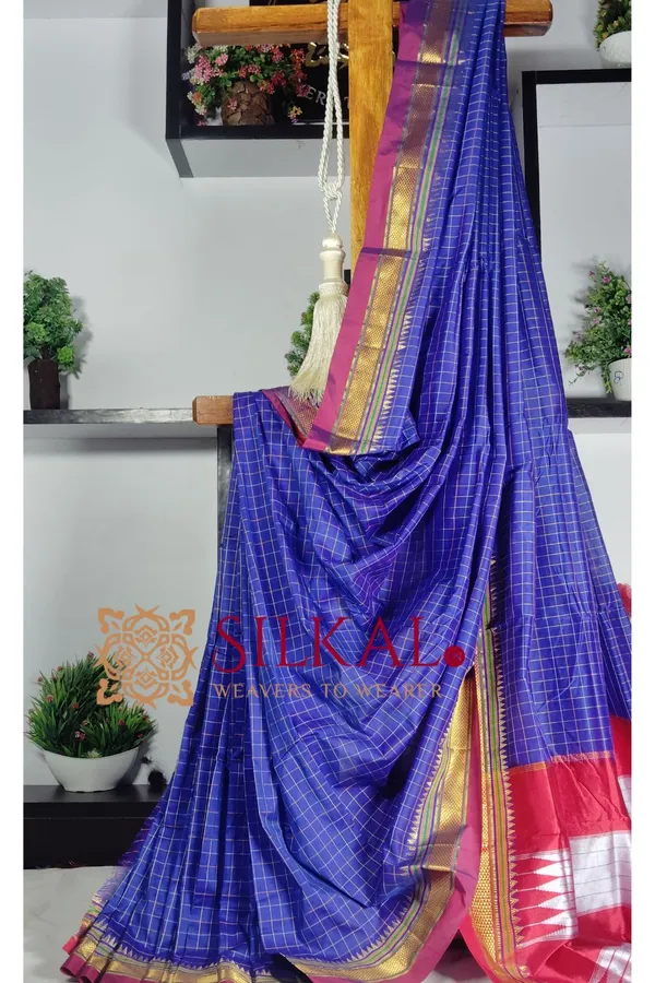 Ilkal_Checked_The_Mercerized_Silk_Saree_Saree_Code-_SKL1800
