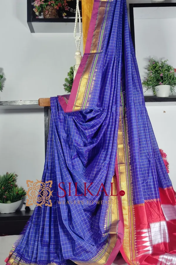 Ilkal_Checked_The_Mercerized_Silk_Saree_Saree_Code-_SKL1800