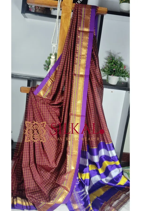 Ilkal_Checked_The_Mercerized_Silk_Saree_Saree_Code-_SKL1798