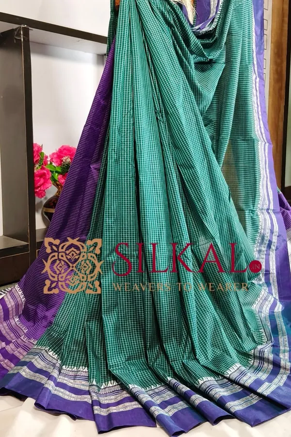 Ilkal_Cotton_Gaadi_Dadi_Checks_Saree_SKL2062