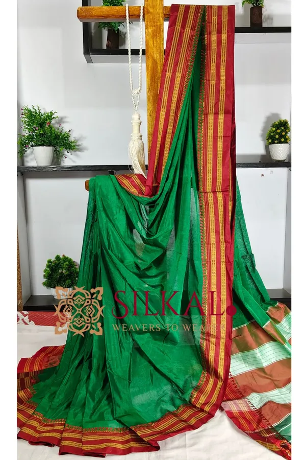 Ilkal_Cotton_Gaadi_Dadi_Plain_Saree_SKL2057