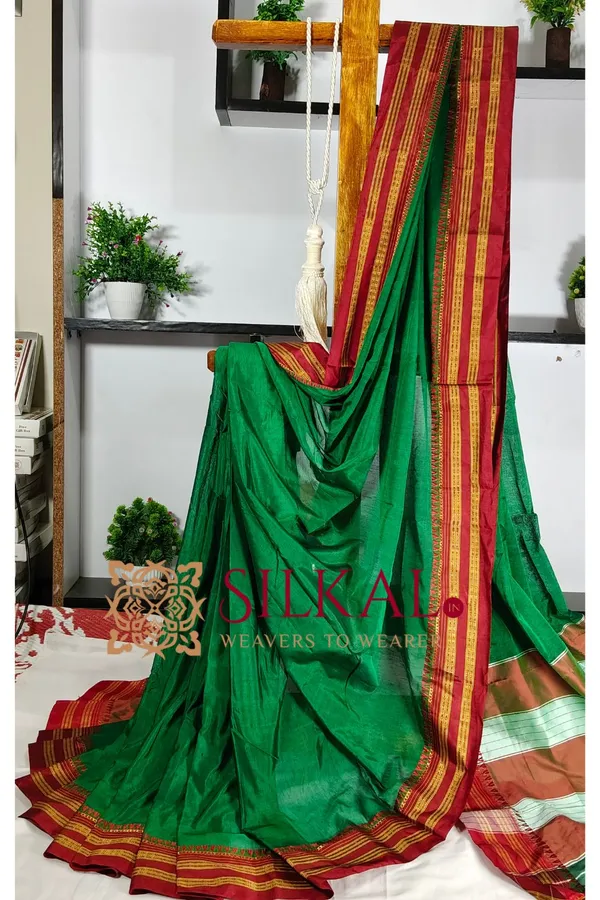 Ilkal_Cotton_Gaadi_Dadi_Plain_Saree_SKL2057