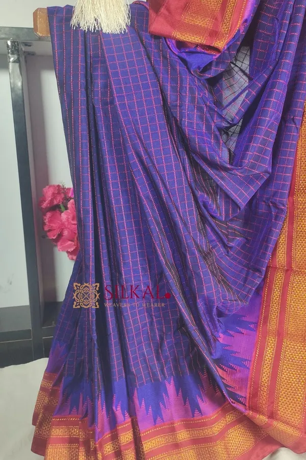 Ilkal_Cotton_Silk_Chadaranga_Temple_Saree_SKL1936