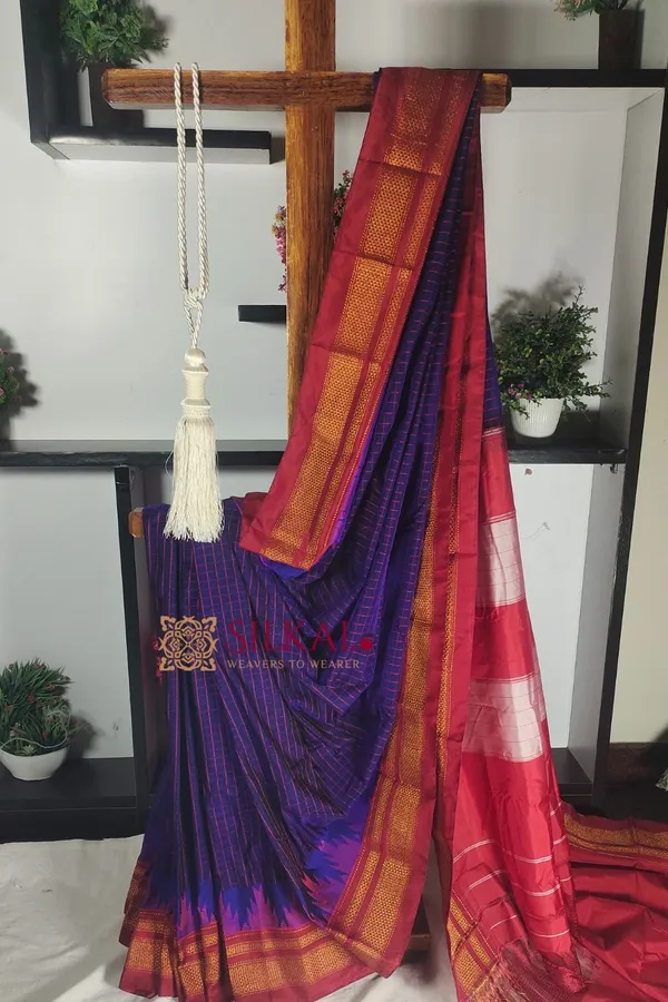 Ilkal_Cotton_Silk_Chadaranga_Temple_Saree_SKL1936