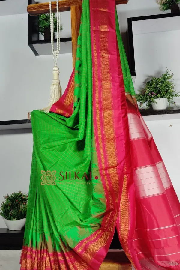 Ilkal_Cotton_Silk_Chadaranga_Temple_Saree_skl1937