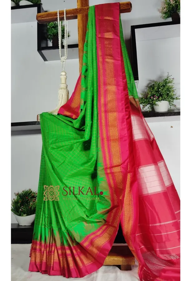 Ilkal_Cotton_Silk_Chadaranga_Temple_Saree_skl1937
