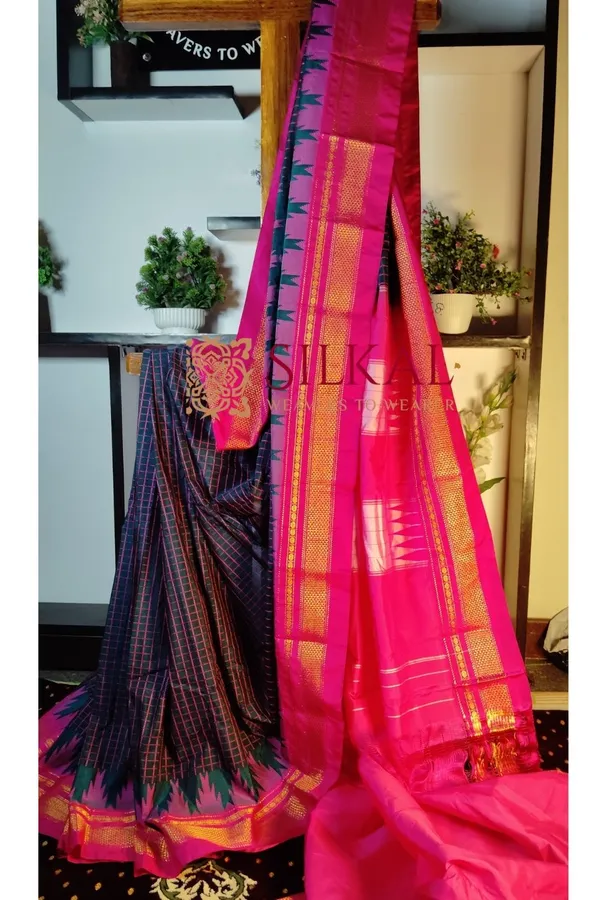 Ilkal_Cotton_Silk_Chadaranga_Temple_Saree_Code-_SKL1782