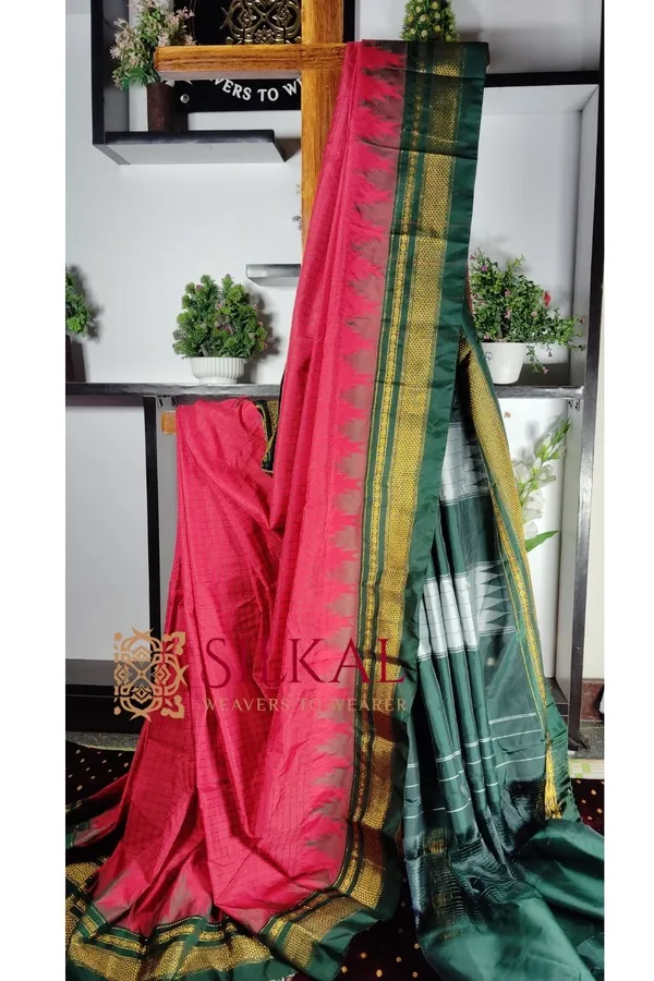 Ilkal_Cotton_Silk_Chadaranga_Temple_Saree_Code-_SKL1783