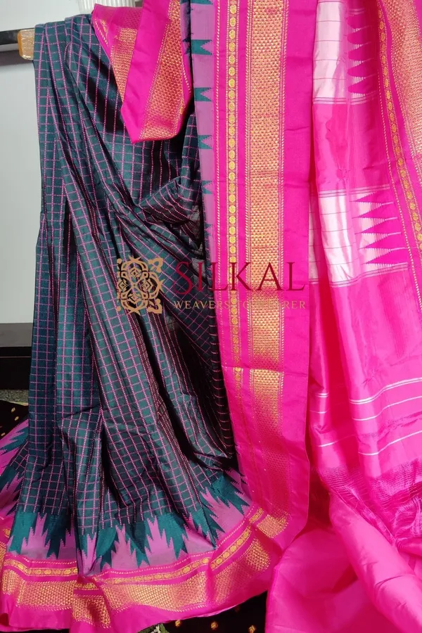 Ilkal_Cotton_Silk_Chadaranga_Temple_Saree_Code-_SKL1782