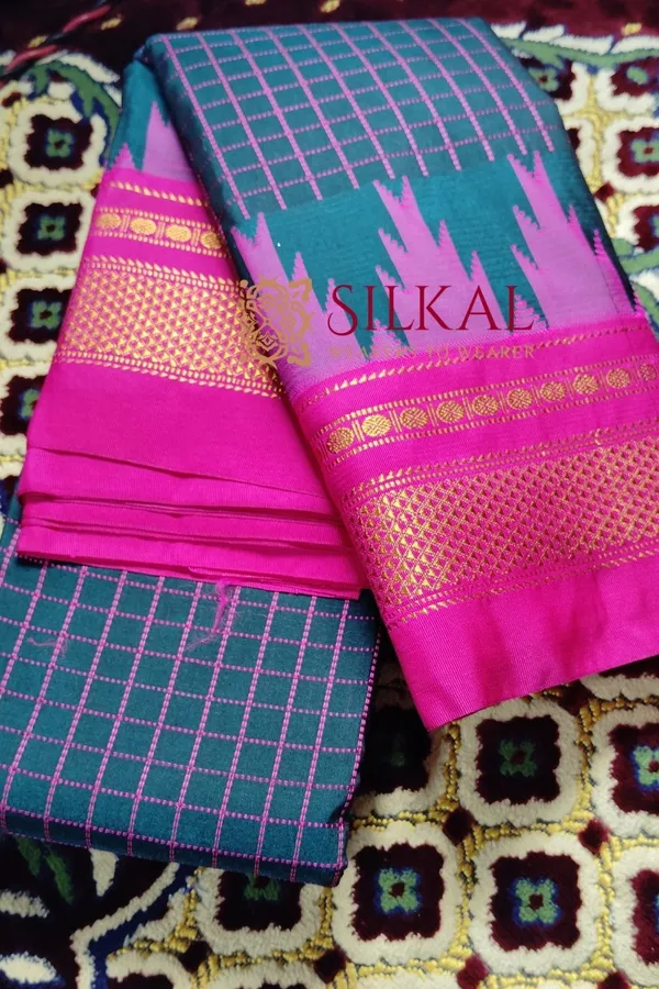 Ilkal_Cotton_Silk_Chadaranga_Temple_Saree_Code-_SKL1782