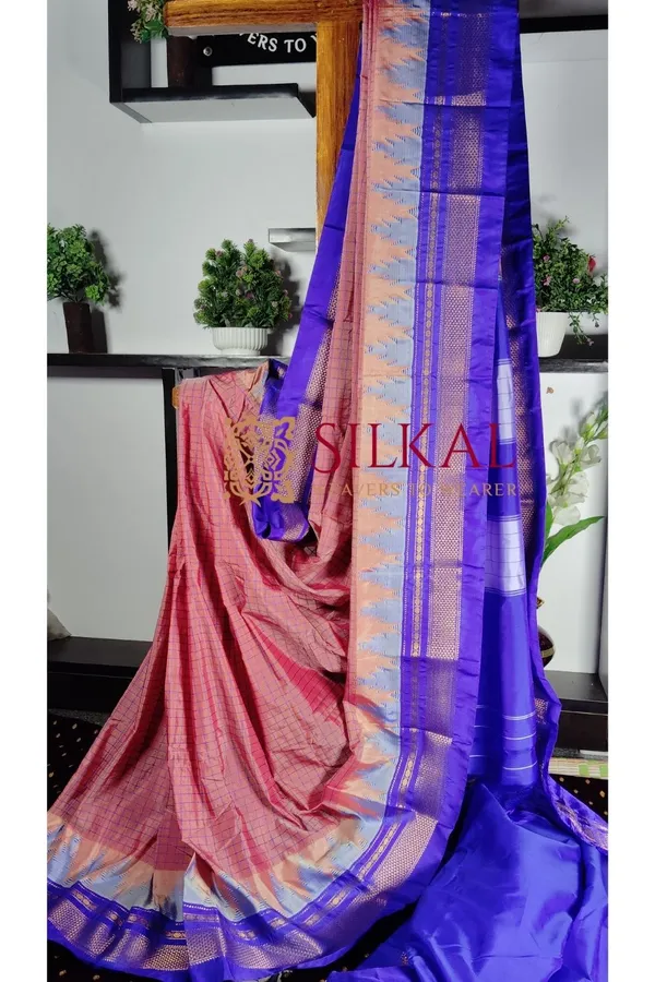 Ilkal_Cotton_Silk_Chadaranga_Temple_Saree_Saree_Code-_SKL1314