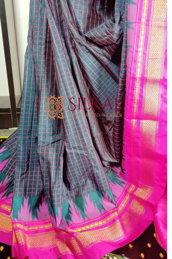 Ilkal_Cotton_Silk_Chadaranga_Temple_Saree_Code-_SKL1782