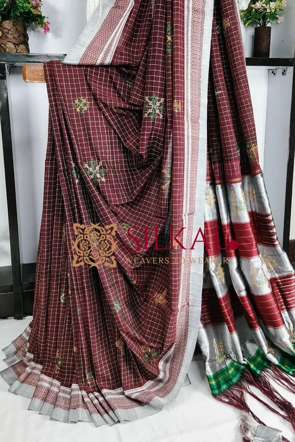 Ilkal_Cotton_Silk_Handloom_With_Kasuti_Saree_SKL03885