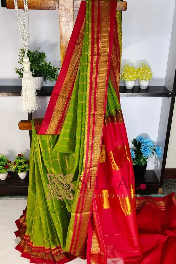 Ilkal_Cotton_Silk_Jarri_Checks_Saree_SKL04152