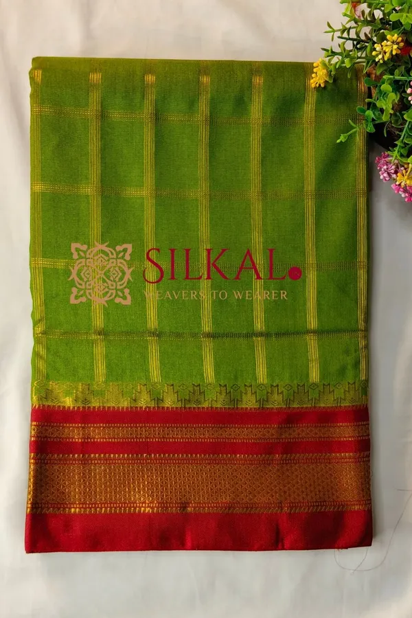 Ilkal_Cotton_Silk_Jarri_Checks_Saree_SKL04152