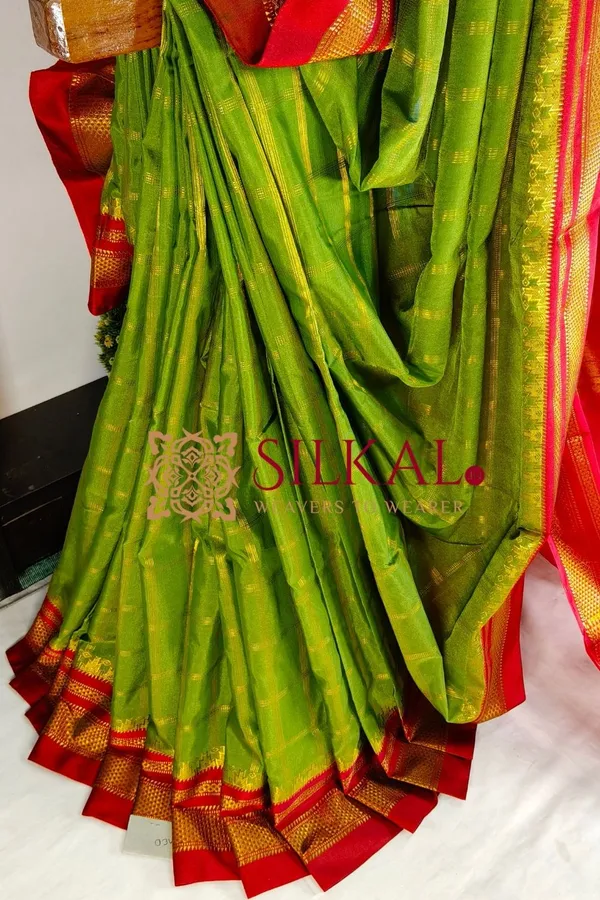 Ilkal_Cotton_Silk_Jarri_Checks_Saree_SKL04152