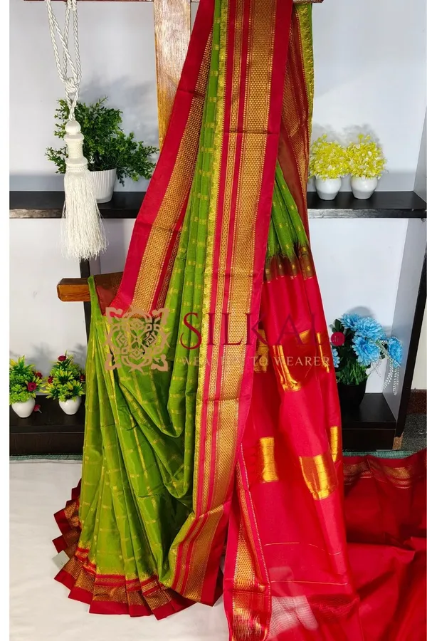 Ilkal_Cotton_Silk_Jarri_Checks_Saree_SKL04152