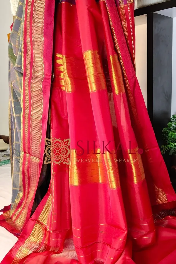 Ilkal_Cotton_Silk_Jarri_Checks_Saree_SKL04155