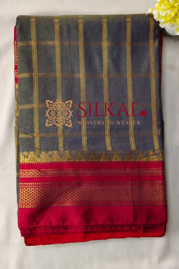 Ilkal_Cotton_Silk_Jarri_Checks_Saree_SKL04155