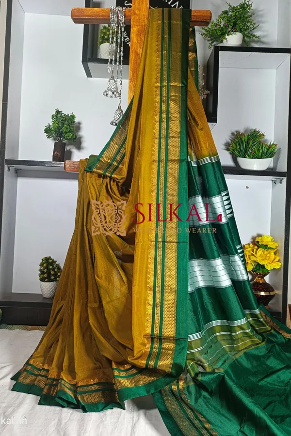 Ilkal_Cotton_Silk_With_Chikki_Paras_Border_Saree_Code-_SKL1165
