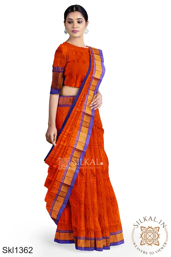Ilkal_Embossed_With_Mercerized_Cotton_Saree_SKL3009