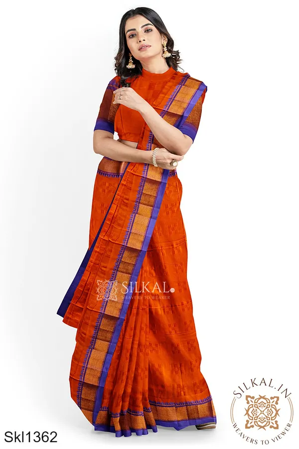 Ilkal_Embossed_With_Mercerized_Cotton_Saree_SKL3009