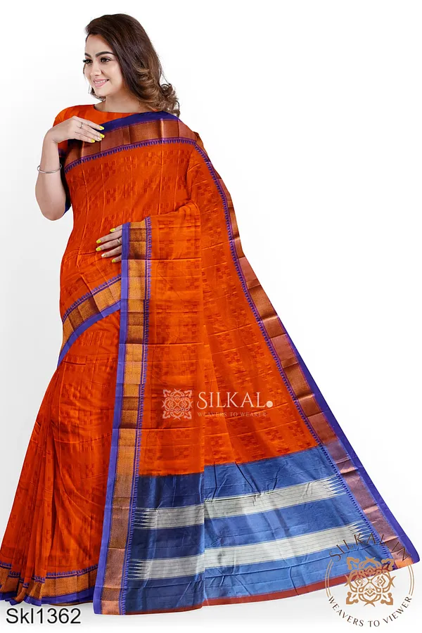 Ilkal_Embossed_With_Mercerized_Cotton_Saree_SKL3009