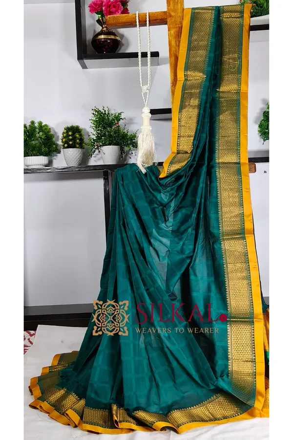 Ilkal_Embossed_With_Mercerized_Cotton_Saree_Saree_Code-_SKL3098