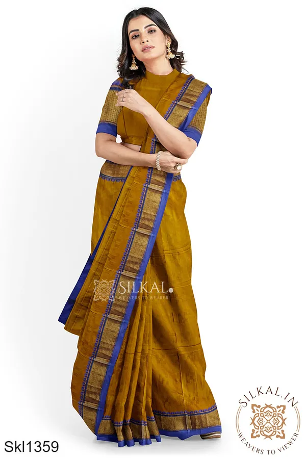 Ilkal_Embossed_With_Mercerized_Cotton_Saree_Code-_SKL1864