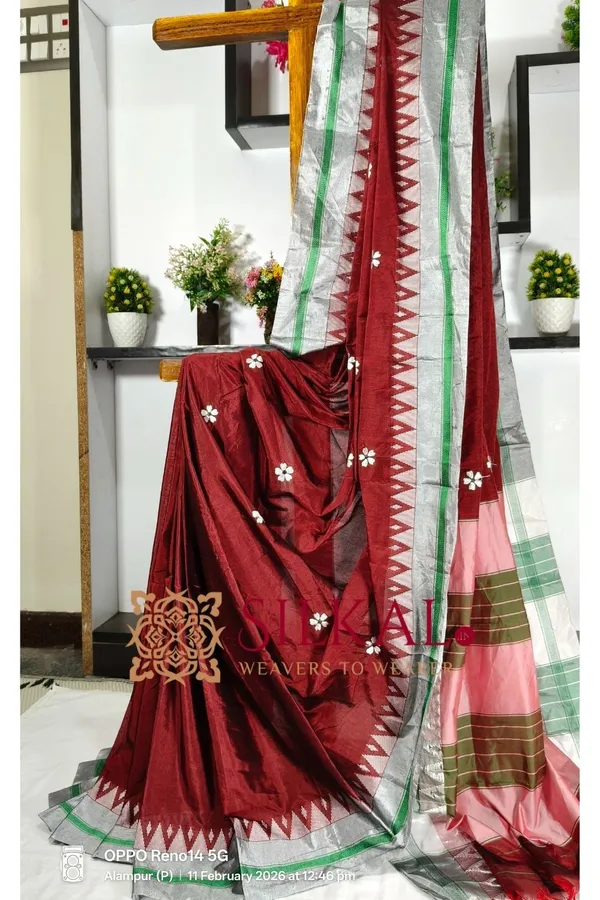 Ilkal_Flower_Butta_Saree,_Saree_Code-_SKL03262