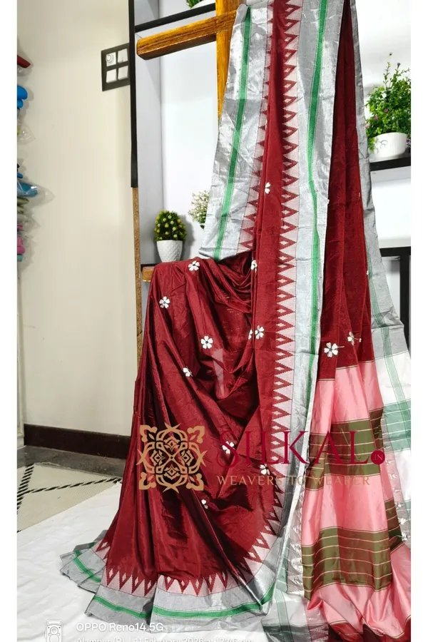 Ilkal_Flower_Butta_Saree,_Saree_Code-_SKL03262