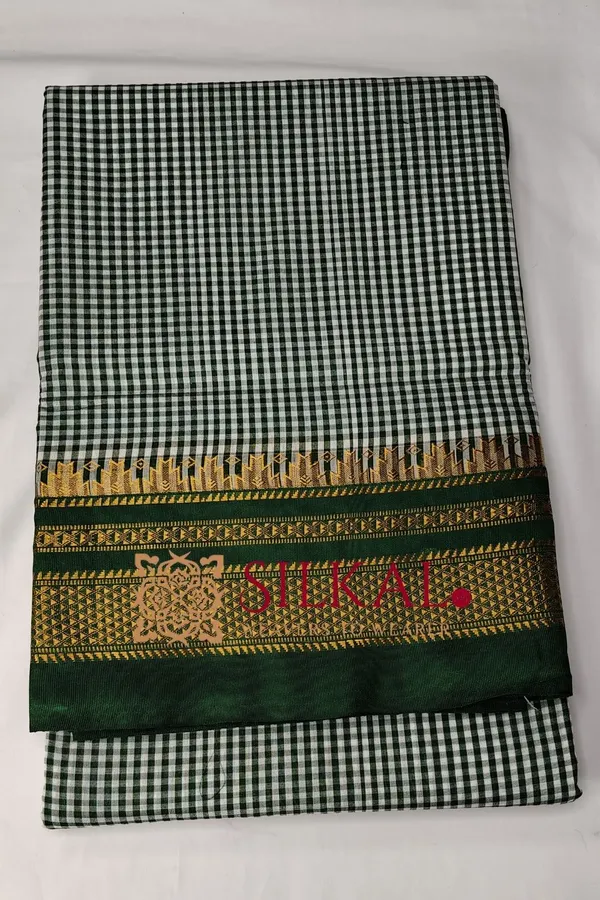 Ilkal_Gadiwal_small_check_cotton_silk_saree_SKL03498