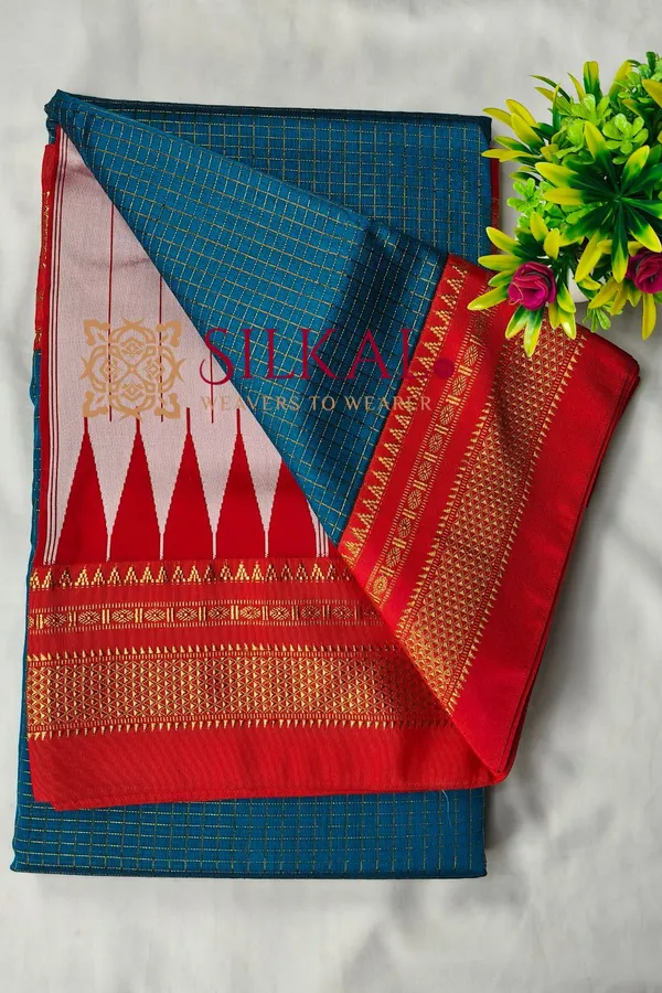 Ilkal_Gadwal_Jari_Checks_Saree_SKL04336
