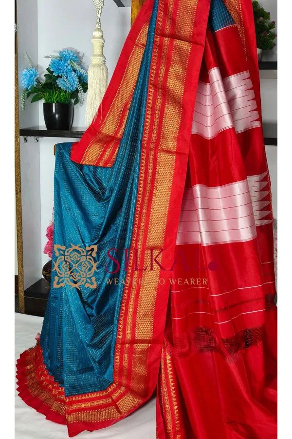Ilkal_Gadwal_Jari_Checks_Saree_SKL04336