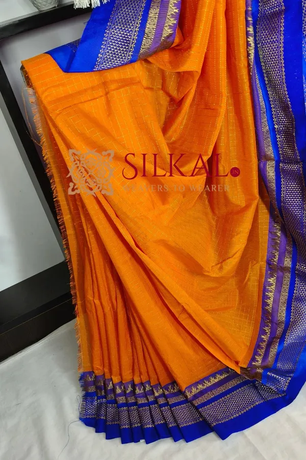 Ilkal_Gadwal_Jari_Checks_Saree_SKL04341