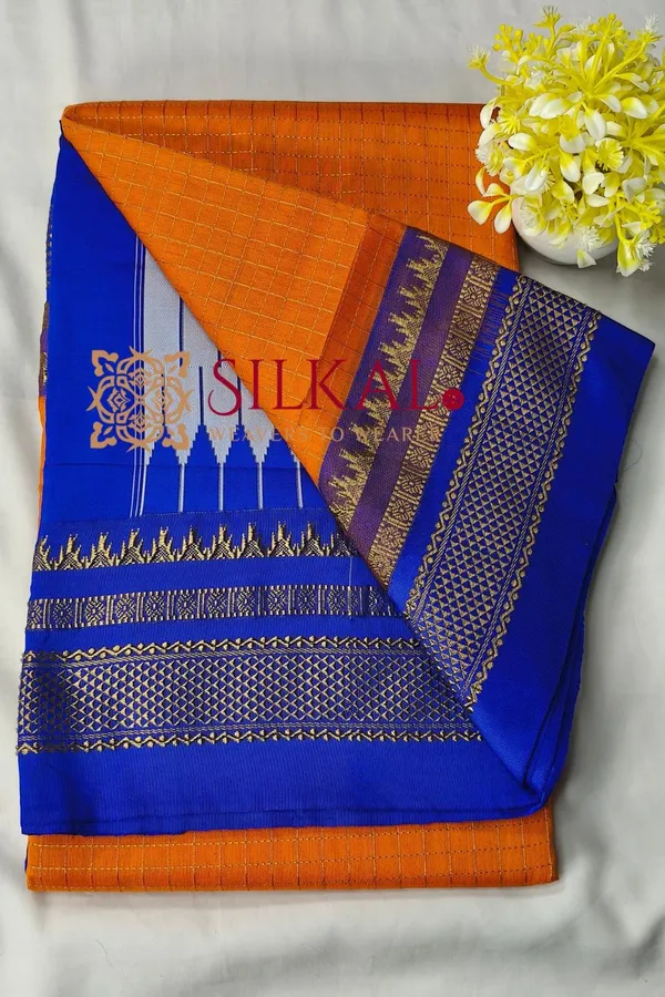 Ilkal_Gadwal_Jari_Checks_Saree_SKL04341