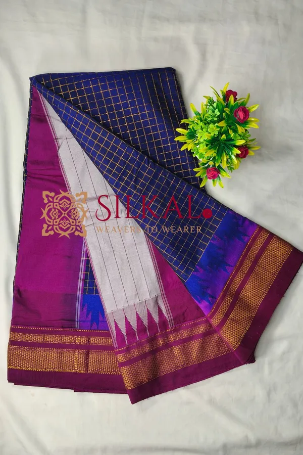 Ilkal_Gadwal_Jari_Checks_Saree_SKL04344