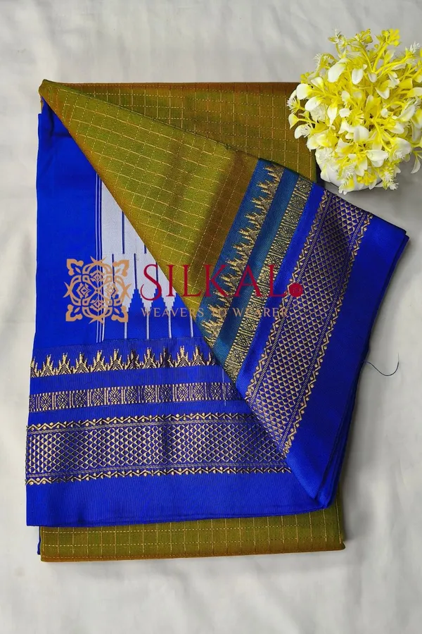Ilkal_Gadwal_Jari_Checks_Saree_SKL04346