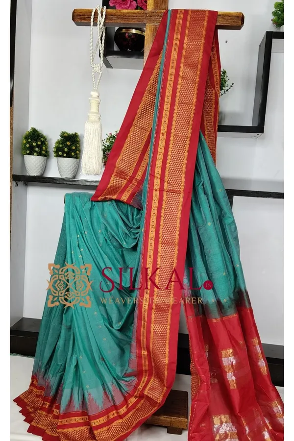 Ilkal_Gadwal_Teple__Butta_Cotton_Silk_Saree_SKL03626