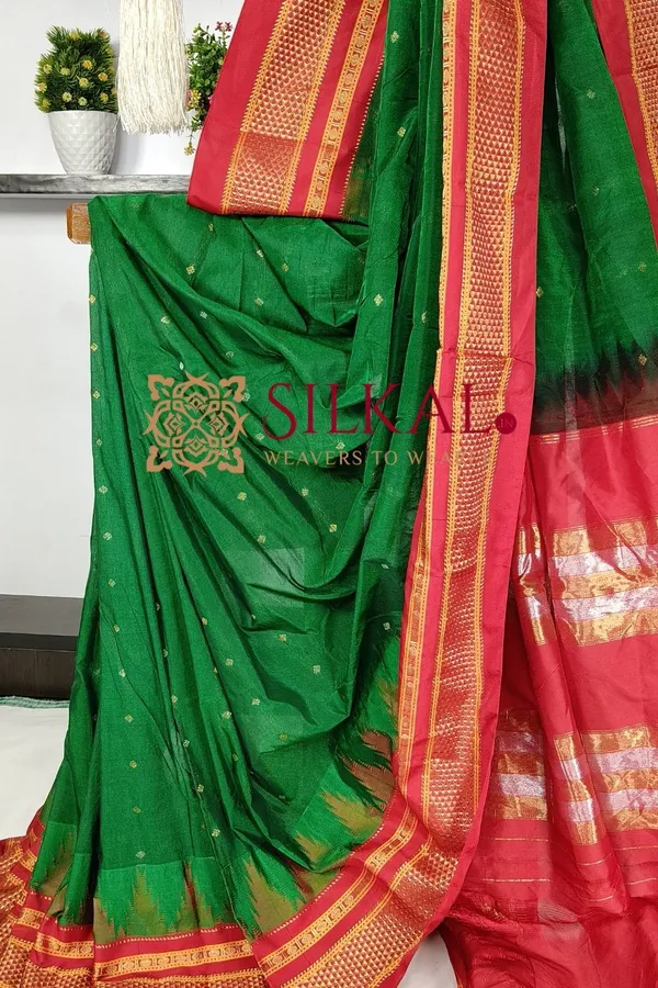 Ilkal_Gadwal_Teple__Butta_Cotton_Silk_Saree_SKL03642